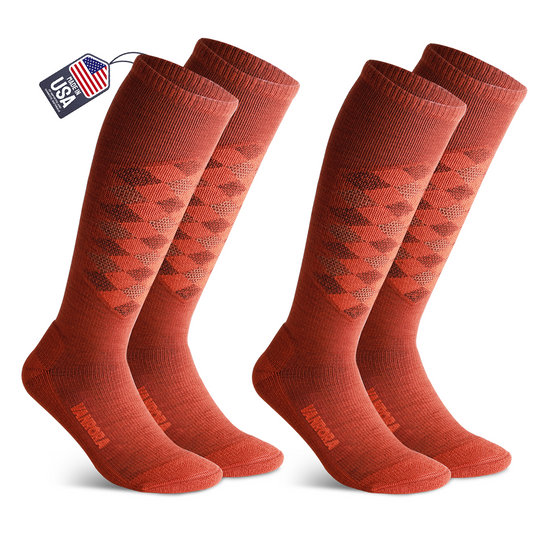 Merino Wool Adults Ski Socks Keystone 2-Pair