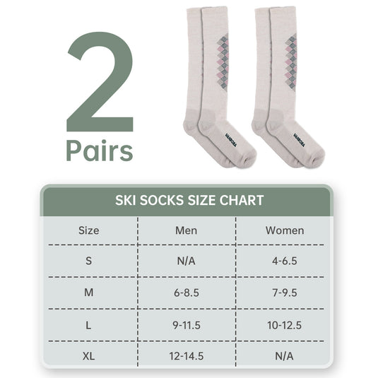 Merino Wool Adults Ski Socks Keystone 2-Pair